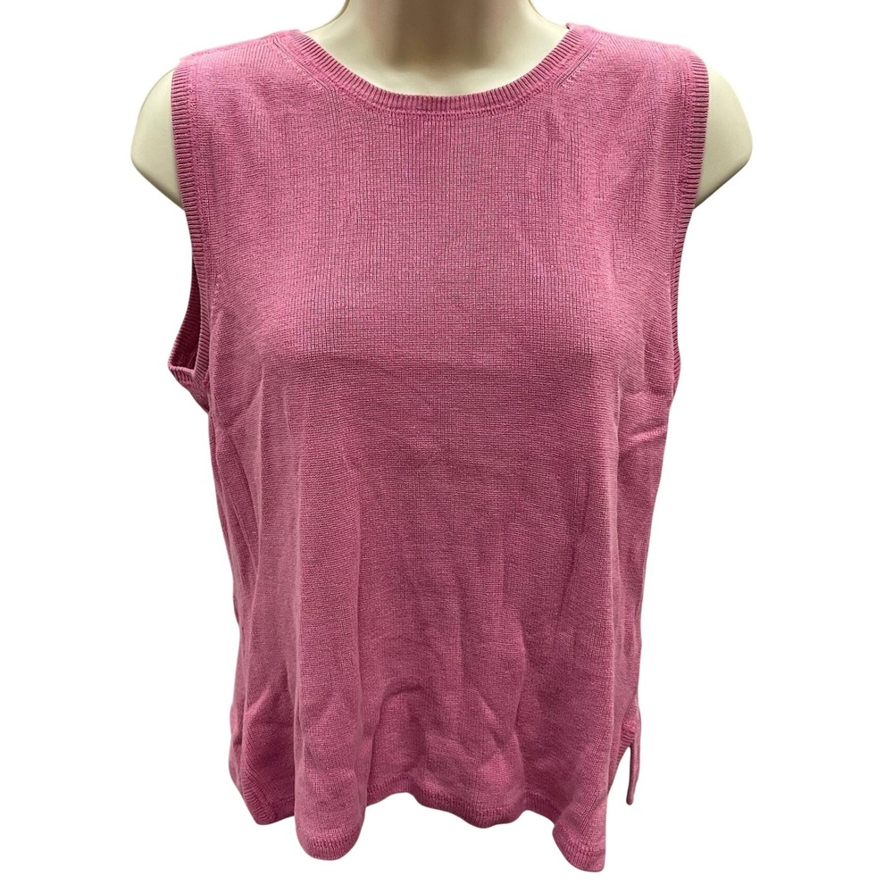 Original Island Sport Womens‎ Pink Sleeveless Knit Sweater Vest Crew Neck Top